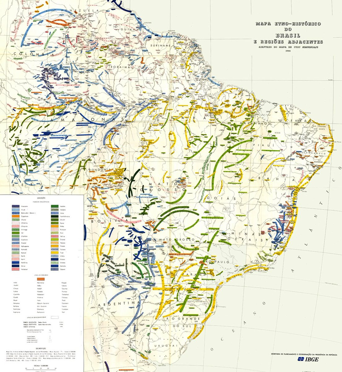 Brazília és a környező országok etnografikus térképe, 1946